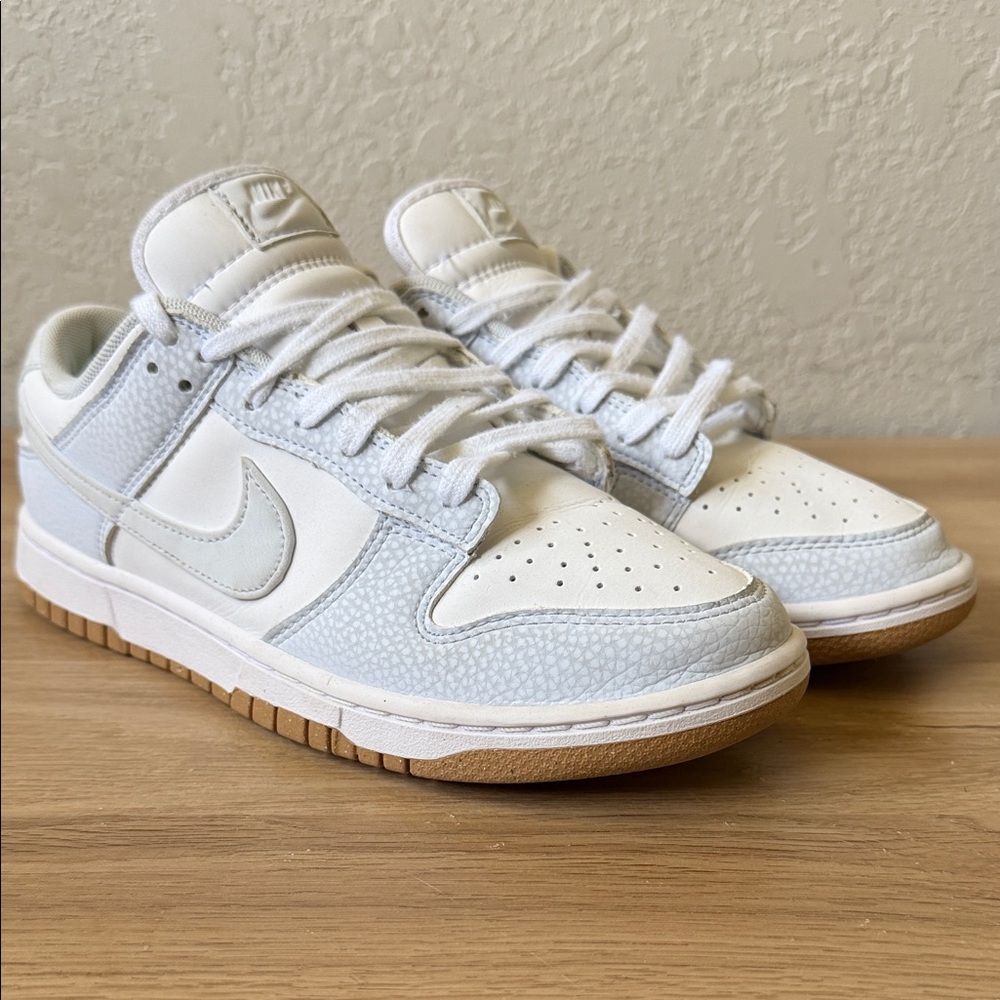 Nike Dunk Low White & Light Blue/Gum Sole